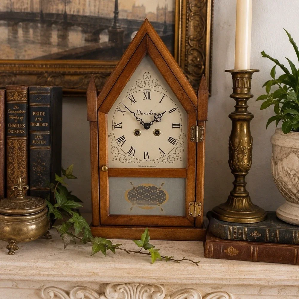 Vintage Daneker Steeple Clock German Movement Gothic Dark Academia No Key, READ